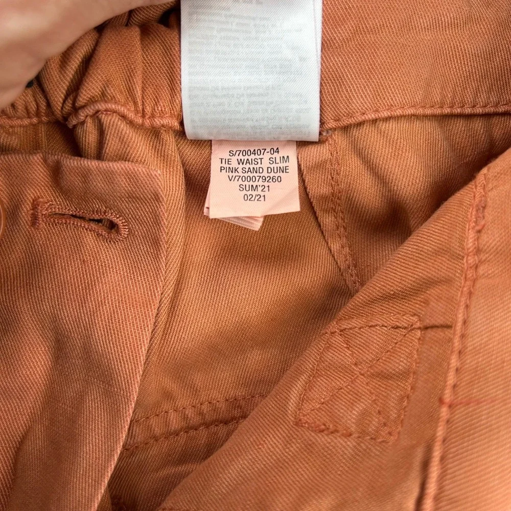Banana Republic Tie Waist Slim Pants Pink Sand Dune Lyocell Linen 2S